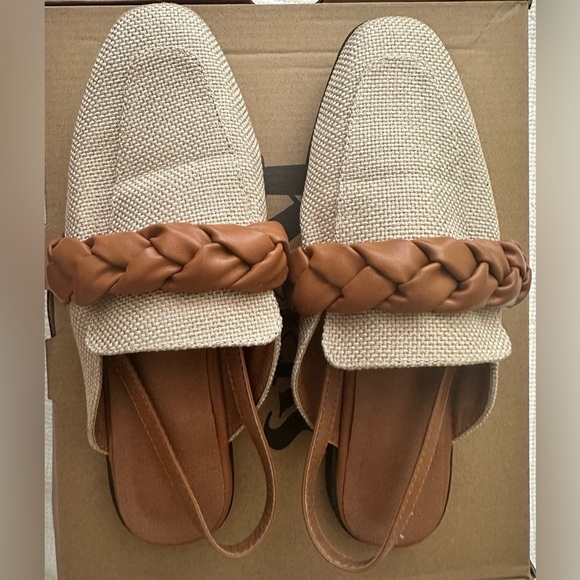 SHEIN Braided Tan/Camel Shoe Slingback Flats - Size 39/7.5 - NWOB - Picture 2 of 6